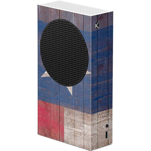 Texas Flag Dark Wood Xbox Series S Console Skin