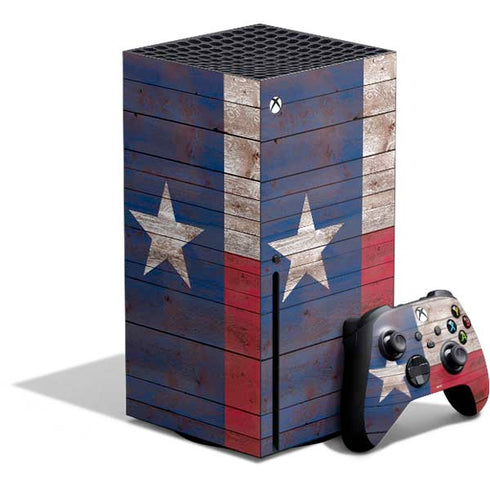 Texas Flag Dark Wood Xbox Series X Bundle Skin