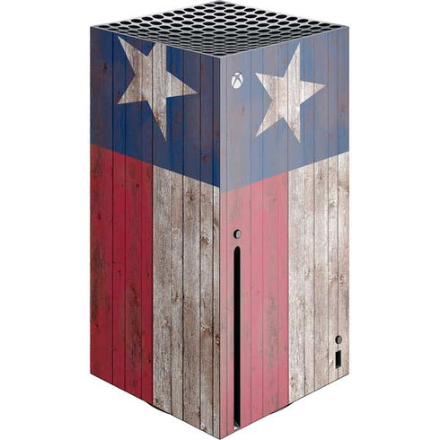 Texas Flag Dark Wood Xbox Series X Console Skin
