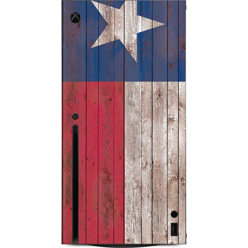 Texas Flag Dark Wood Xbox Series X Console Skin