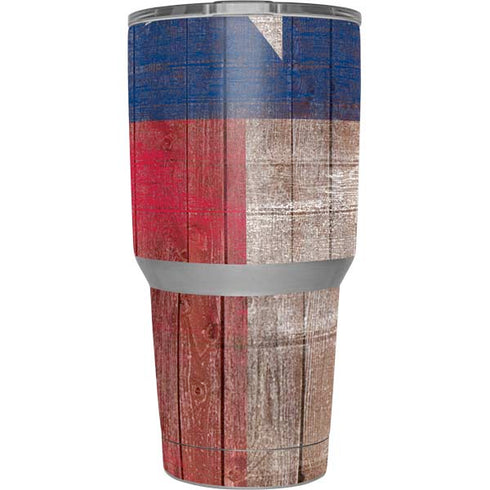 Texas Flag Dark Wood Yeti 30oz Rambler Tumbler Skin