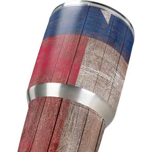 Texas Flag Dark Wood Yeti 30oz Rambler Tumbler Skin