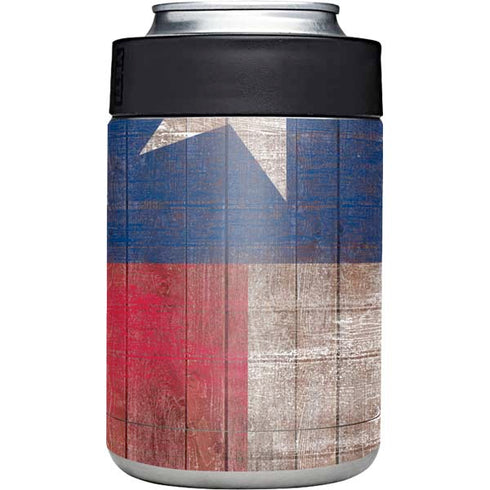 Texas Flag Dark Wood Yeti Colster Can Insulator Skin