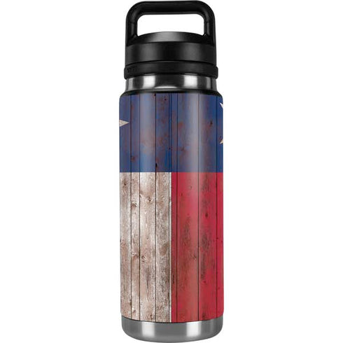 Texas Flag Dark Wood YETI Rambler 26oz Bottle Skin