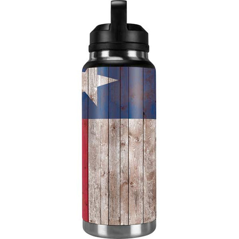 Texas Flag Dark Wood YETI Rambler 36oz Bottle Skin
