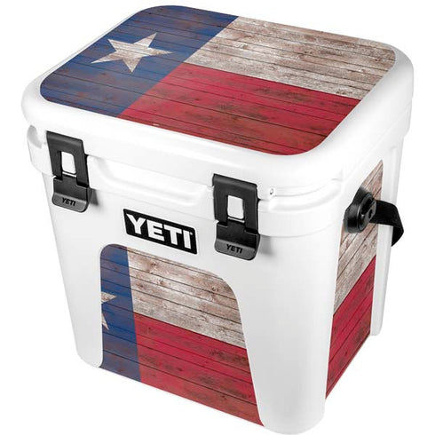 Texas Flag Dark Wood YETI Roadie 24 Hard Cooler Skin