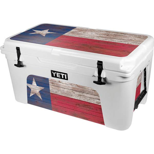 Texas Flag Dark Wood YETI Tundra 65 Hard Cooler Skin