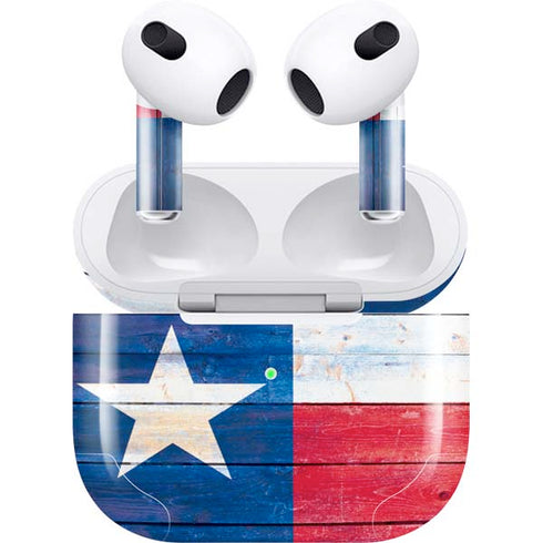 Texas Flag Light Wood Apple AirPods (3rd Gen 2021) Skin