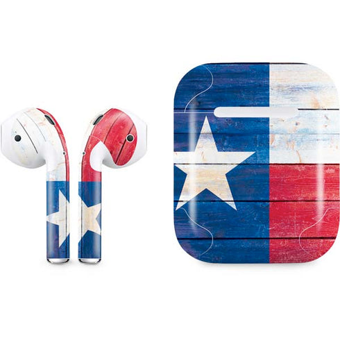 Texas Flag Light Wood Apple AirPods Skin