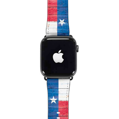 Texas Flag Light Wood Apple Watch Band 42-44mm