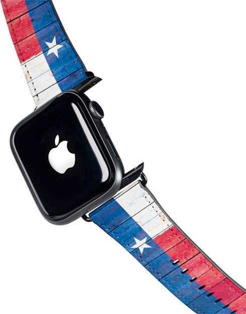 Texas Flag Light Wood Apple Watch Band 42-44mm