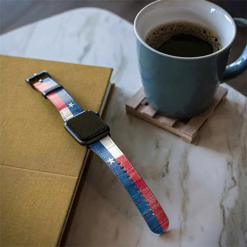 Texas Flag Light Wood Apple Watch Band 42-44mm