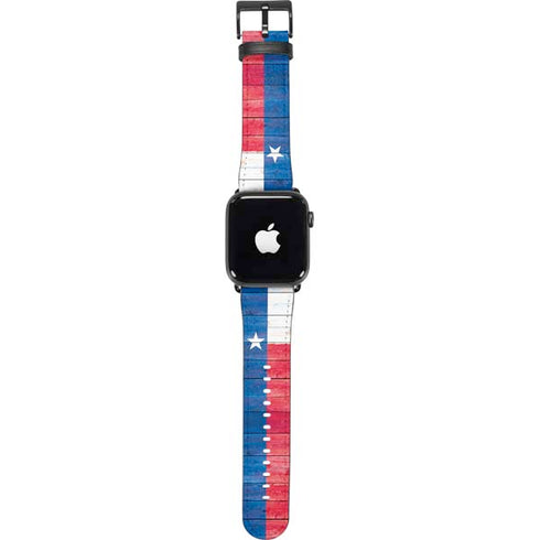 Texas Flag Light Wood Apple Watch Band 38-40mm