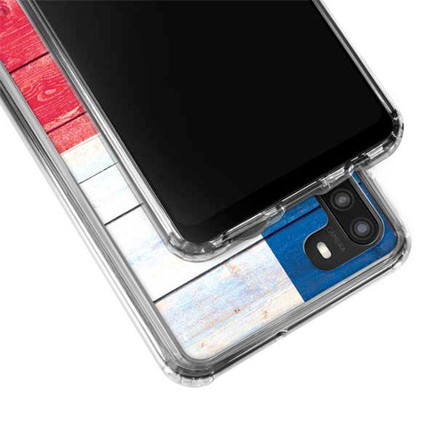 Texas Flag Light Wood Galaxy A21 Clear Case