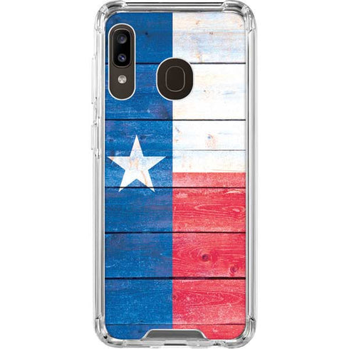 Texas Flag Light Wood Galaxy A30 Clear Case