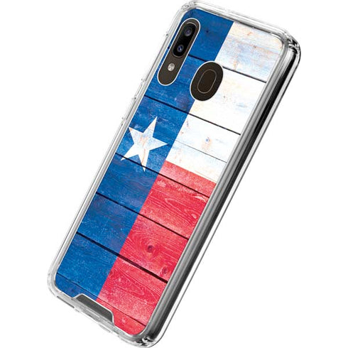 Texas Flag Light Wood Galaxy A30 Clear Case