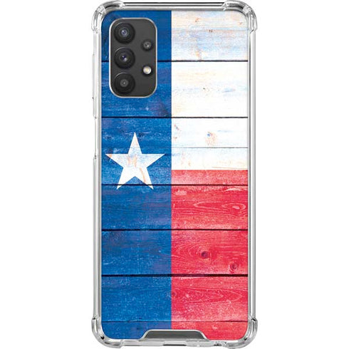 Texas Flag Light Wood Galaxy A32 5G Clear Case