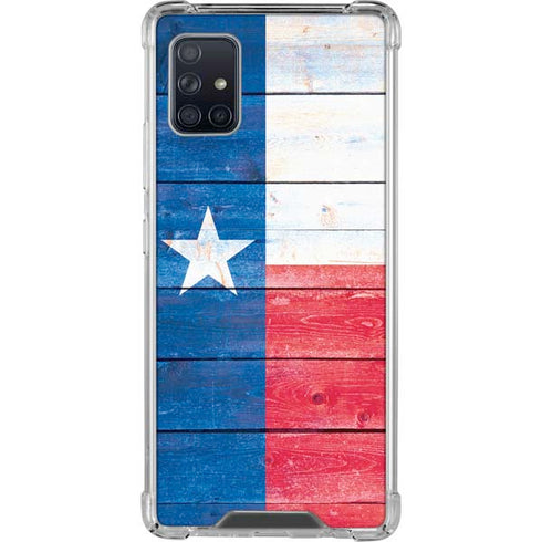 Texas Flag Light Wood Galaxy A51 5G Clear Case