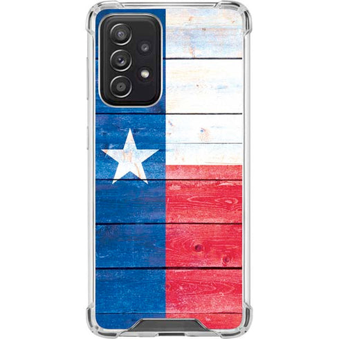 Texas Flag Light Wood Galaxy A52 5G Clear Case