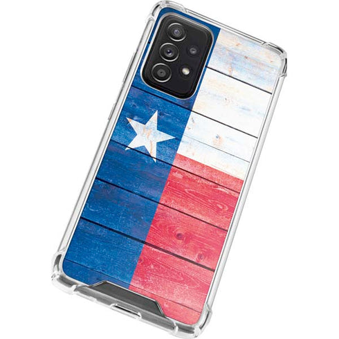 Texas Flag Light Wood Galaxy A52 5G Clear Case