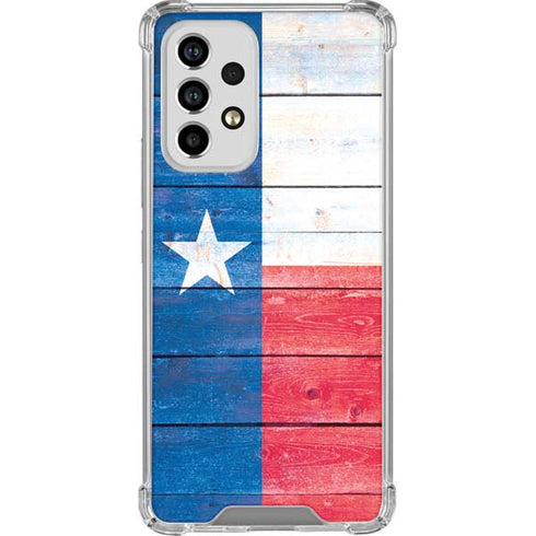 Texas Flag Light Wood Galaxy A53 5G Clear Case