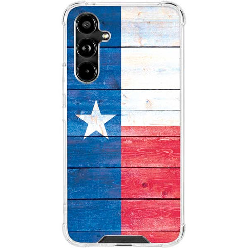 Texas Flag Light Wood Galaxy A54 5G Clear Case