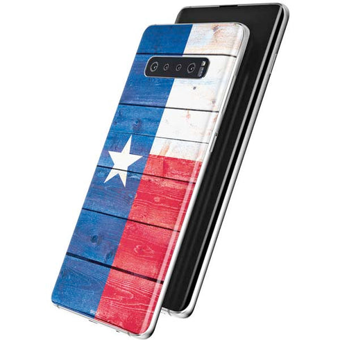 Texas Flag Light Wood Galaxy S10 Plus Skin