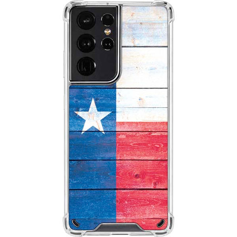 Texas Flag Light Wood Galaxy S21 Ultra 5G Clear Case