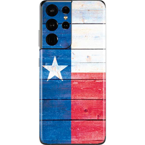 Texas Flag Light Wood Galaxy S21 Ultra 5G Skin
