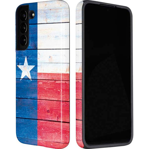 Texas Flag Light Wood Galaxy S22 Plus Pro Case