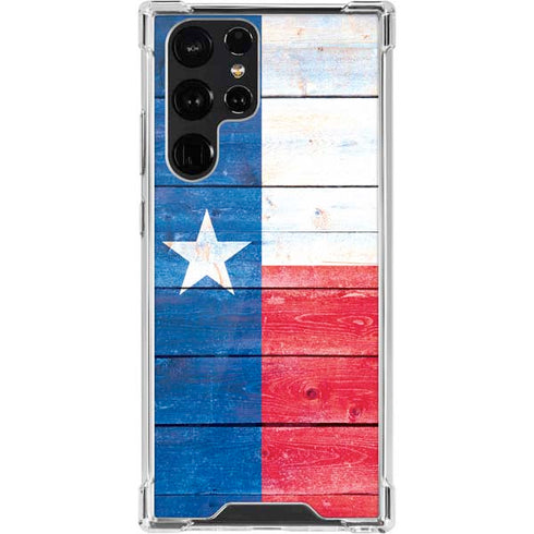 Texas Flag Light Wood Galaxy S22 Ultra Clear Case