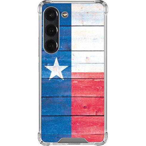 Texas Flag Light Wood Galaxy S23 Clear Case