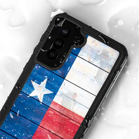 Texas Flag Light Wood Galaxy S23 Plus Waterproof Case