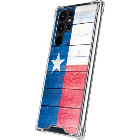 Texas Flag Light Wood Galaxy S24 Ultra Clear Case