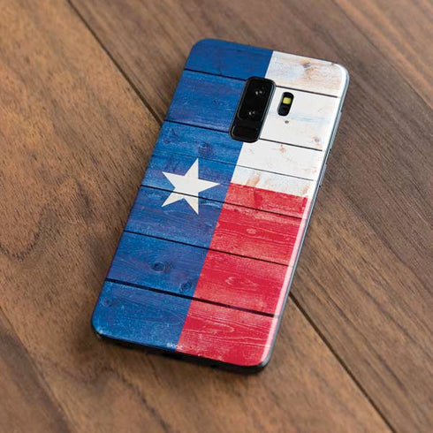 Texas Flag Light Wood Galaxy S9 Plus Skin