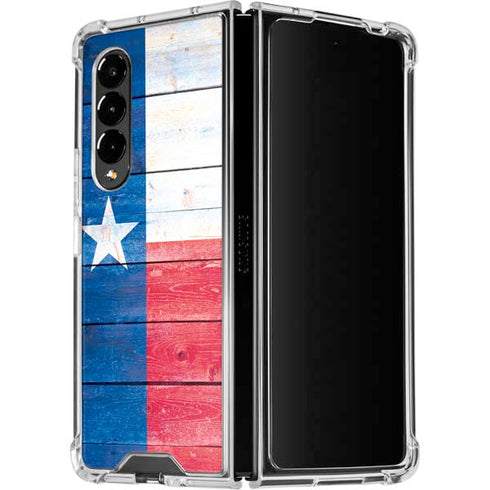 Texas Flag Light Wood Galaxy Z Fold4 5G Clear Case