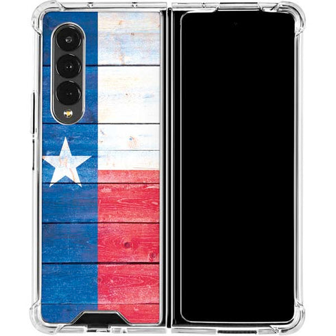 Texas Flag Light Wood Galaxy Z Fold4 5G Clear Case
