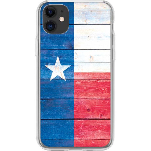 Texas Flag Light Wood iPhone 11 Clear Case