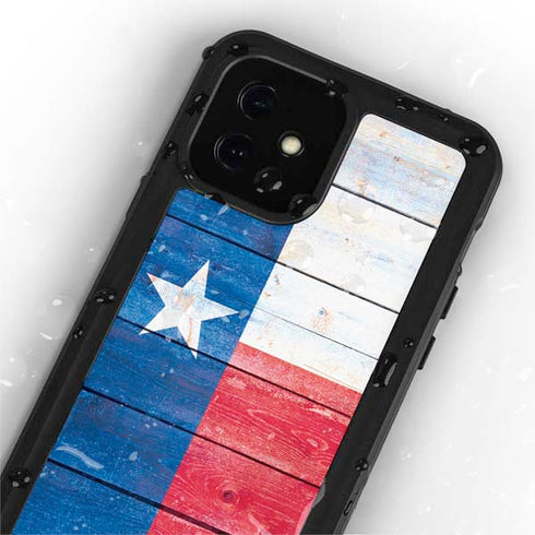 Texas Flag Light Wood iPhone 12 Mini Waterproof Case