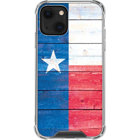 Texas Flag Light Wood iPhone 14 Clear Case