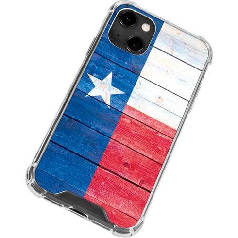 Texas Flag Light Wood iPhone 14 Clear Case