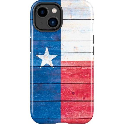 Texas Flag Light Wood iPhone 14 Plus Impact Case