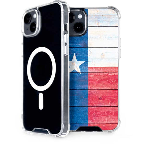 Texas Flag Light Wood iPhone 15 MagSafe Case