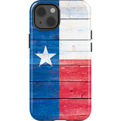 Texas Flag Light Wood iPhone 15 Impact Case