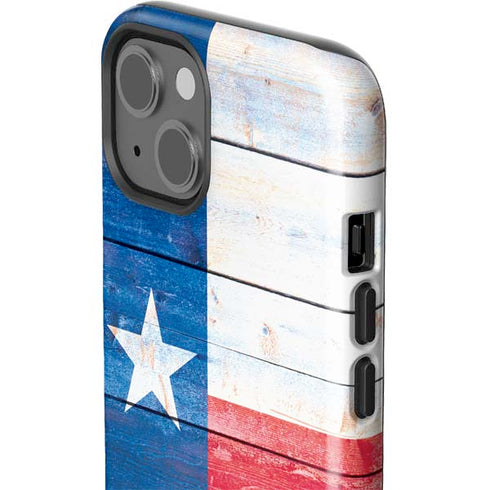 Texas Flag Light Wood iPhone 15 Impact Case