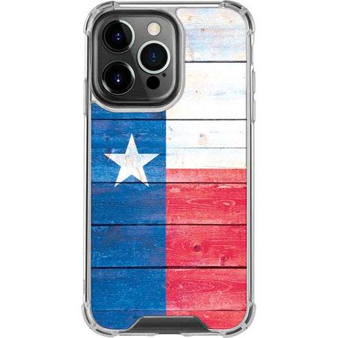 Texas Flag Light Wood iPhone 14 Pro Clear Case