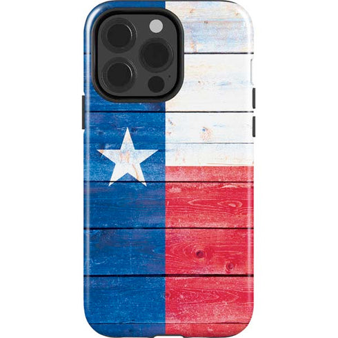 Texas Flag Light Wood iPhone 15 Pro Impact Case