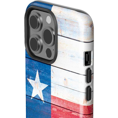 Texas Flag Light Wood iPhone 14 Pro Impact Case