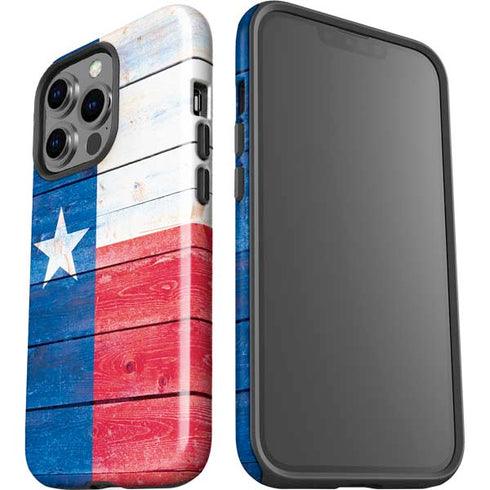 Texas Flag Light Wood iPhone 14 Pro Impact Case