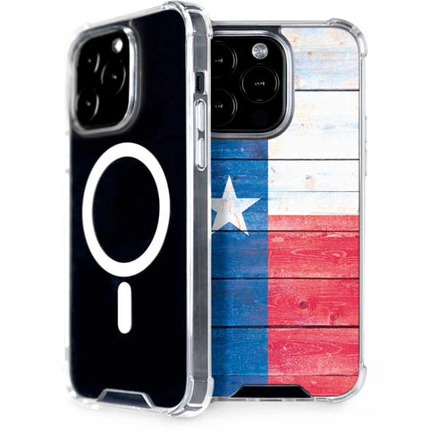 Texas Flag Light Wood iPhone 14 Pro MagSafe Case